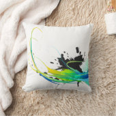 抽象芸術カッコいいウォー絵を描（ばちゃばちゃ）跳ねる クッション (ブランケット)