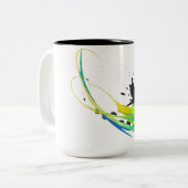 抽象芸術カッコいいウォー絵を描(ばちゃばちゃ)跳ねる ツートーンマグカップ (正面左)