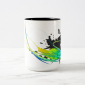 抽象芸術カッコいいウォー絵を描(ばちゃばちゃ)跳ねる ツートーンマグカップ (中央)