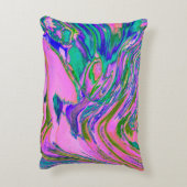 抽象芸術カッコいいチャートレイズとホットピンクグルーブヴィレトロ アクセントクッション (裏面(縦))