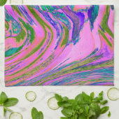 抽象芸術カッコいいチャートレイズとホットピンクグルーブヴィレトロ キッチンタオル (折り畳み)