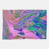 抽象芸術カッコいいチャートレイズとホットピンクグルーブヴィレトロ キッチンタオル (横)