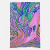抽象芸術カッコいいチャートレイズとホットピンクグルーブヴィレトロ キッチンタオル (縦)