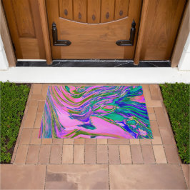 抽象芸術カッコいいチャートレイズとホットピンクグルーブヴィレトロ ドアマット