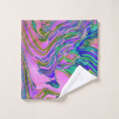 抽象芸術カッコいいチャートレイズとホットピンクグルーブヴィレトロ バスタオルセット (ウォッシュタオル)