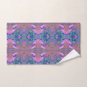 抽象芸術カッコいいチャートレイズとホットピンクグルーブヴィレトロ バスタオルセット (ハンドタオル)