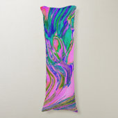 抽象芸術カッコいいチャートレイズとホットピンクグルーブヴィレトロ ボディピロー (正面縦)