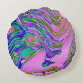 抽象芸術カッコいいチャートレイズとホットピンクグルーブヴィレトロ ラウンドクッション (裏面)