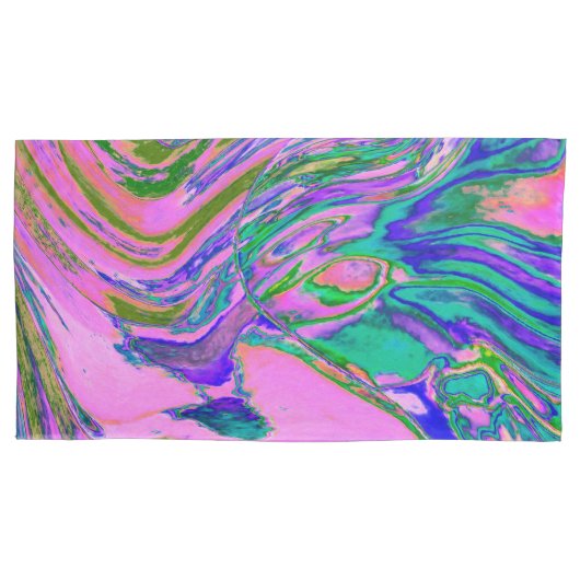 抽象芸術カッコいいチャートレイズとホットピンクグルーブヴィレトロ 枕カバー (正面)