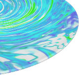 抽象芸術カッコいいレトロアクアとライムグリーンスワール カッティングボード (角)