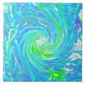 抽象芸術カッコいいレトロアクアとライムグリーンスワール タイル (正面)