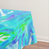 抽象芸術カッコいいレトロアクアとライムグリーンスワール テーブルクロス (インサイチュ)