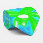 抽象芸術カッコいいレトロアクアとライムグリーンスワール ネクタイ (ロール)