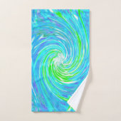 抽象芸術カッコいいレトロアクアとライムグリーンスワール バスタオルセット (ハンドタオル)