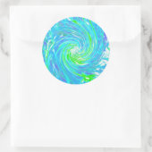 抽象芸術カッコいいレトロアクアとライムグリーンスワール ラウンドシール (バッグ)