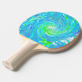 抽象芸術カッコいいレトロアクアとライムグリーンスワール 卓球ラケット (正面アングル)