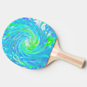 抽象芸術カッコいいレトロアクアとライムグリーンスワール 卓球ラケット (横)