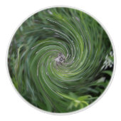 抽象芸術カッコいいレトロシャルトリュースグリーンフローラ旋回 セラミックノブ (正面)