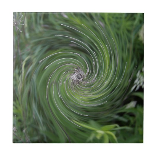 抽象芸術カッコいいレトロシャルトリュースグリーンフローラ旋回 タイル (正面)