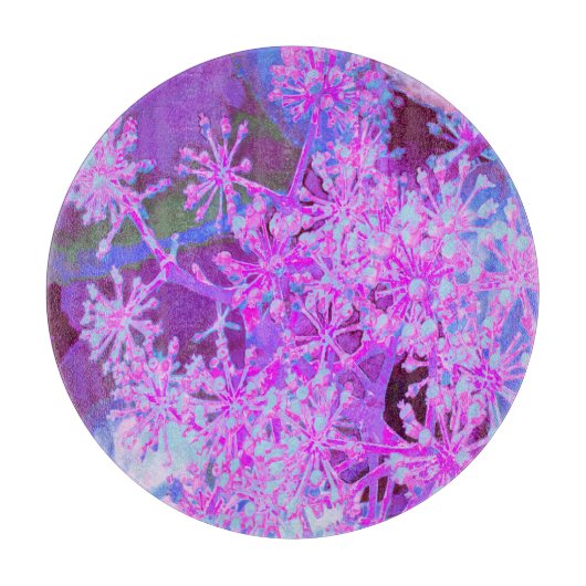 抽象芸術カッコいいレトロ自然（ホットピンクとパープル） カッティングボード (正面)