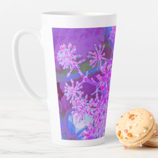 抽象芸術カッコいいレトロ自然（ホットピンクとパープル） カフェラテマグ (インサイチュ)