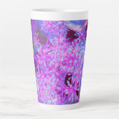 抽象芸術カッコいいレトロ自然（ホットピンクとパープル） カフェラテマグ (正面)
