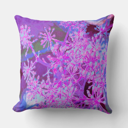 抽象芸術カッコいいレトロ自然（ホットピンクとパープル） クッション (正面)