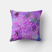 抽象芸術カッコいいレトロ自然（ホットピンクとパープル） クッション (裏面)