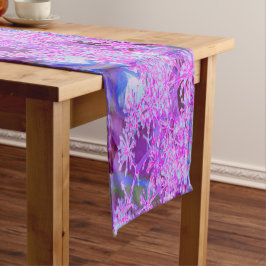 抽象芸術カッコいいレトロ自然（ホットピンクとパープル） ショートテーブルランナー