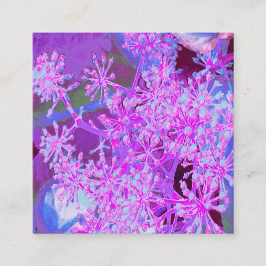 抽象芸術カッコいいレトロ自然(ホットピンクとパープル) スクエア名刺 (正面)