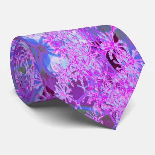 抽象芸術カッコいいレトロ自然（ホットピンクとパープル） ネクタイ (ロール)