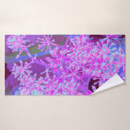 抽象芸術カッコいいレトロ自然（ホットピンクとパープル） バスタオル