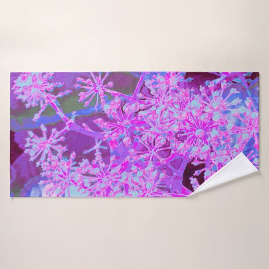 抽象芸術カッコいいレトロ自然（ホットピンクとパープル） バスタオル (バスタオル)