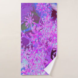 抽象芸術カッコいいレトロ自然（ホットピンクとパープル） バスタオル