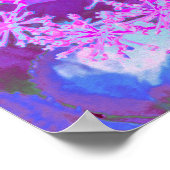 抽象芸術カッコいいレトロ自然（ホットピンクとパープル） ポスター (角)