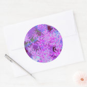 抽象芸術カッコいいレトロ自然（ホットピンクとパープル） ラウンドシール (封筒)