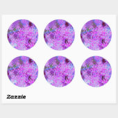 抽象芸術カッコいいレトロ自然（ホットピンクとパープル） ラウンドシール (シート)