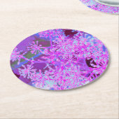 抽象芸術カッコいいレトロ自然（ホットピンクとパープル） ラウンドペーパーコースター (アングル)