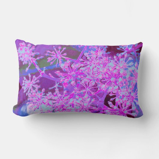 抽象芸術カッコいいレトロ自然（ホットピンクとパープル） ランバークッション (正面)