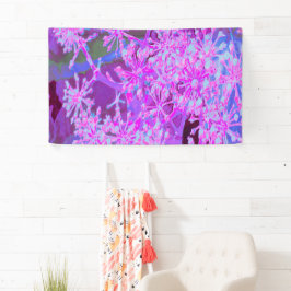 抽象芸術カッコいいレトロ自然（ホットピンクとパープル） 横断幕