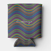 抽象芸術カッコいい波線アートThunder_Cove 缶クーラー (正面)