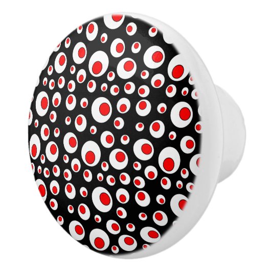 抽象芸術カッコいい赤丸 セラミックノブ (右)