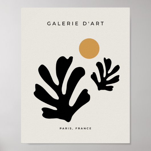 抽象芸術カットアウト形葉品マスタードイエローリーフ ポスター (正面)