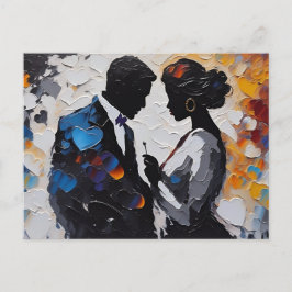 抽象芸術カップルの愛の中カラフルハート ポストカード