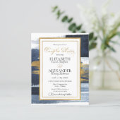 抽象芸術カップルシャワー招待状 |青い写真 (スタンド正面)