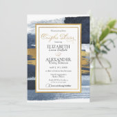 抽象芸術カップルシャワー招待状 |青い写真 招待状 (スタンド正面)