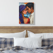 抽象芸術カップルポートレート – アートフル型枠での愛 キャンバスプリント (インサイチュ (寝室))