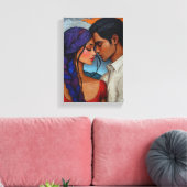 抽象芸術カップルポートレート – アートフル型枠での愛 キャンバスプリント (インサイチュ (リビング))