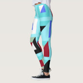 抽象芸術カデットブルーモザイクパターン レギンス (左)