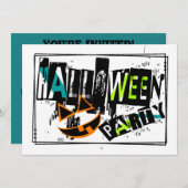 抽象芸術カボチャスマイルハローウィンパーティ招待状 招待状 (正面/裏面)